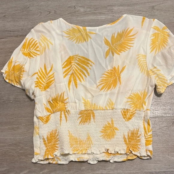 Madison & Berkeley White and Yellow Leaf Print Blouse - Picture 3 of 3